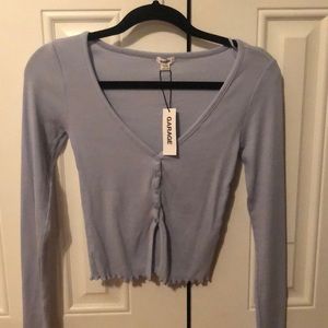 PACSUN periwinkle blue V-neck button up